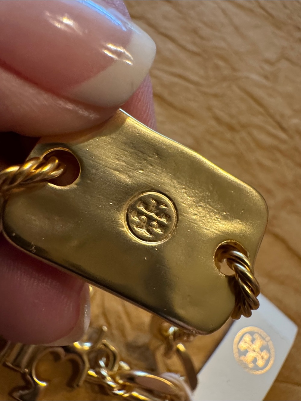 Tory Burch Gold Logo Charm Chain Bracelet - Picture 6 of 14